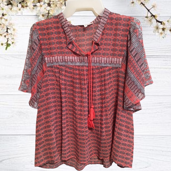 Lucky Brand Tops - Lucky Brand Coral Sheer Top
